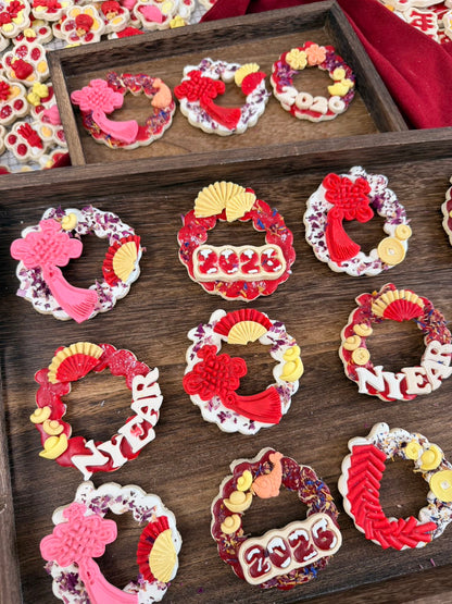 🐎New Year wreath cookies 💐 新年花环饼干